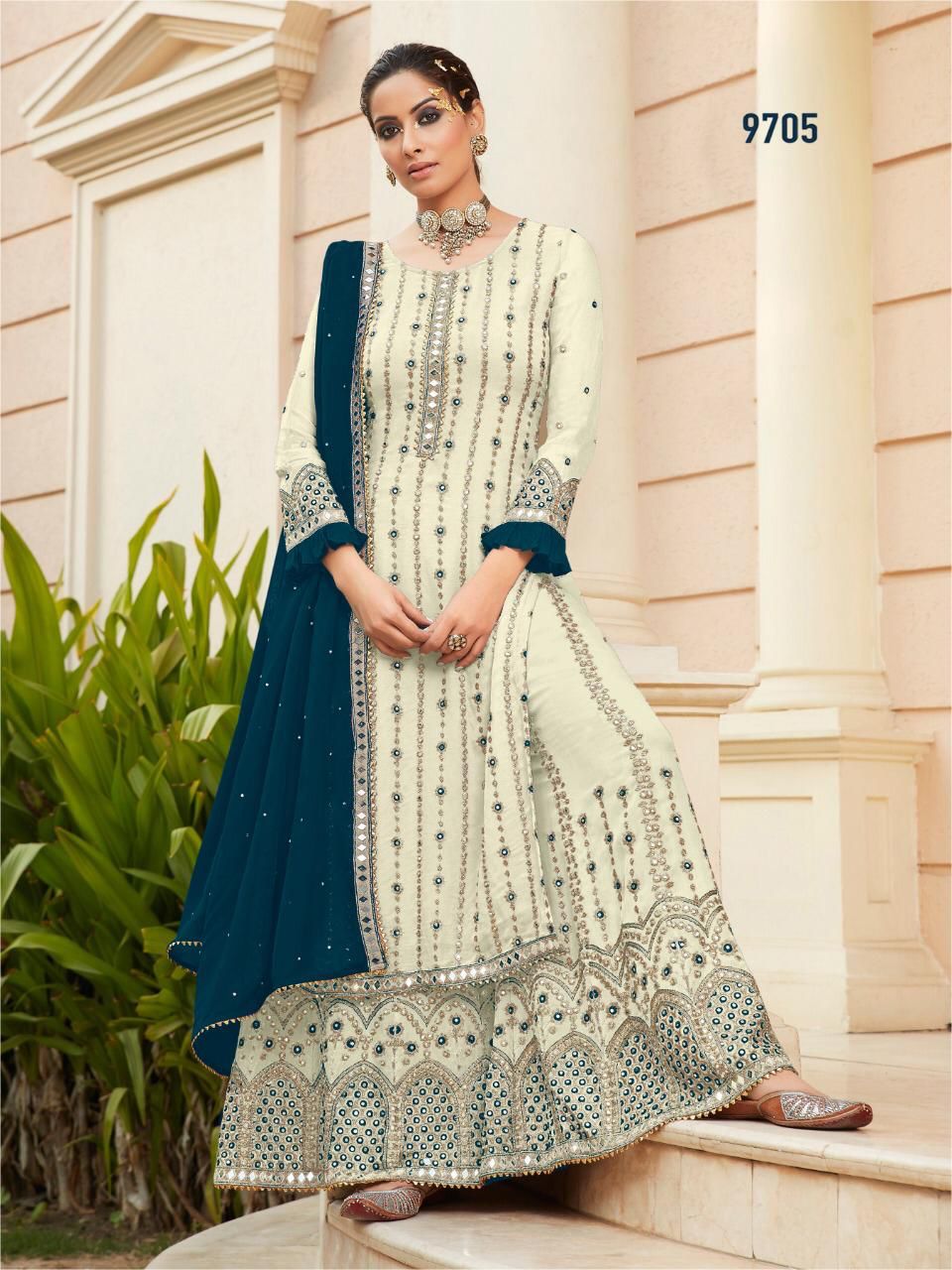 R Nazakat 9705 Heavy Festive Wear Wholesale Georgette Designer Suits